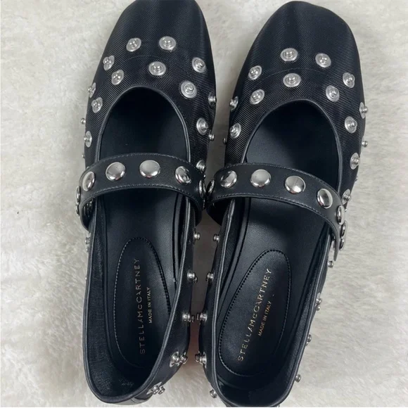 Stella McCartney Ryder mesh Ryder Popper-studded ballet flats